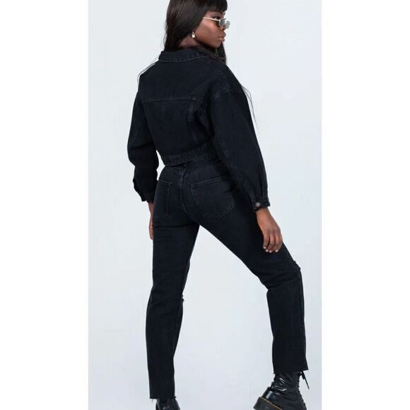 Princess Polly ATTICA KNEE RIP DENIM JEANS BLACK Button Fly Size 6 Nwot - Picture 8 of 9